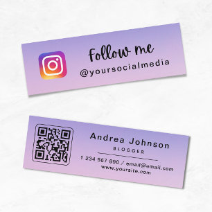 Carte De Visite Mini Instagram rose vif Suivre le code QR
