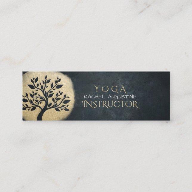 Carte De Visite Mini Instructeur de méditation Yoga Studio Black Gold T (Devant)