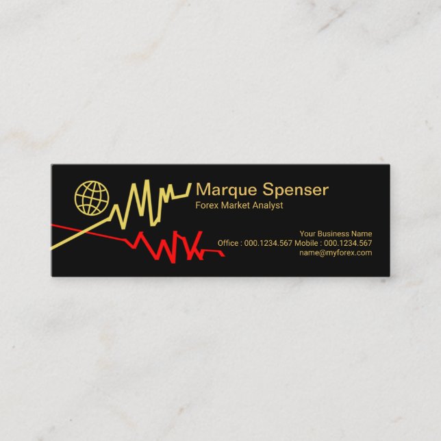 Carte De Visite Mini Investissement global de graphique d'or simple de (Devant)