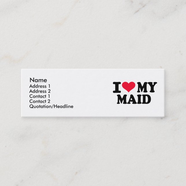 Carte De Visite Mini J'aime ma domestique (Devant)