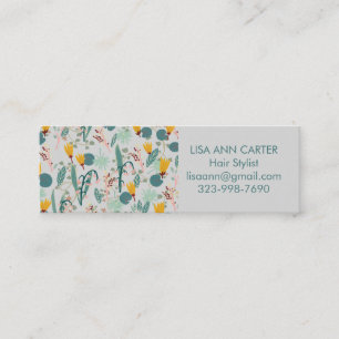 Carte De Visite Mini Jardin de printemps Motif botanique floral gris do