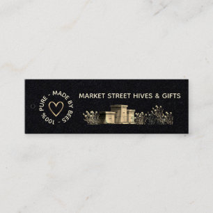 Carte De Visite Mini Jardin Miel Black Flower Hives Gold Heart Bees