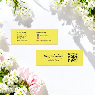 Carte De Visite Mini Jaune QR Code Artiste maquillage de beauté