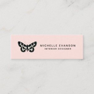 Carte De Visite Mini Joli logo papillon rose clair moderne