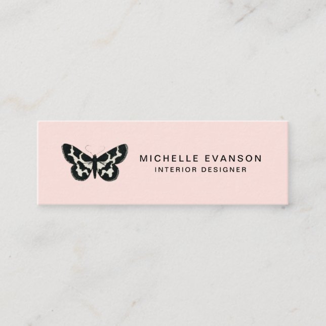 Carte De Visite Mini Joli logo papillon rose clair moderne (Devant)