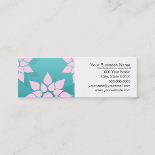 Carte De Visite Mini Joli motif floral rose sur turquoise