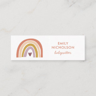 Carte De Visite Mini Joli Rainbow Peach Lavender Boho Babysitter