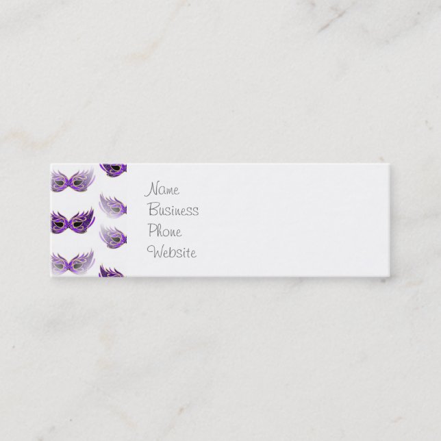 Carte De Visite Mini Jolie Mascarade violette Mascarade Masques Mardi G (Devant)