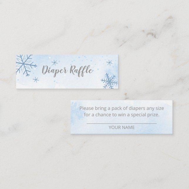 Carte De Visite Mini  Jolies flocons de neige Fête bébé Shower Tirage a (Devant / Derrière)