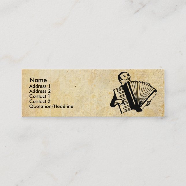 Carte De Visite Mini Joueur d'Accordian (Devant)