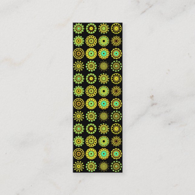 Carte De Visite Mini Kaleidoscopic 110714 - 16 Mandalas - sur Noir (Devant)