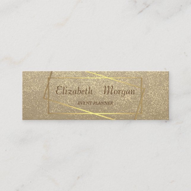 Carte De Visite Mini Kraft Rustique, Confetti Or, Cadre (Devant)