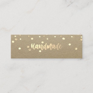 Carte De Visite Mini Kraft rustique, Confettis dorés, Fabriqué à la mai
