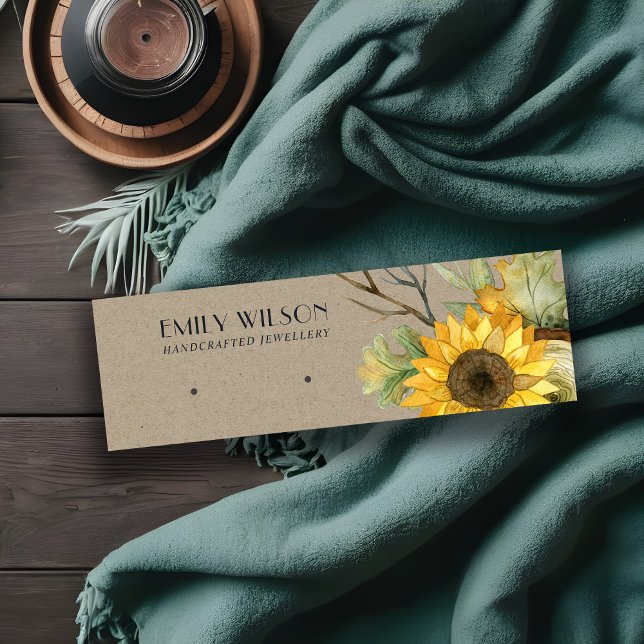 CARTE DE VISITE MINI KRAFT SUNFLOWER AUTUMN WOOD STUD EARRING AFFICHE (Créateur téléchargé)