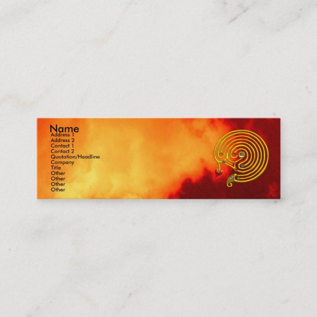 Carte De Visite Mini LABYRINTH HYPER, nuages jaunes rouges (Devant)