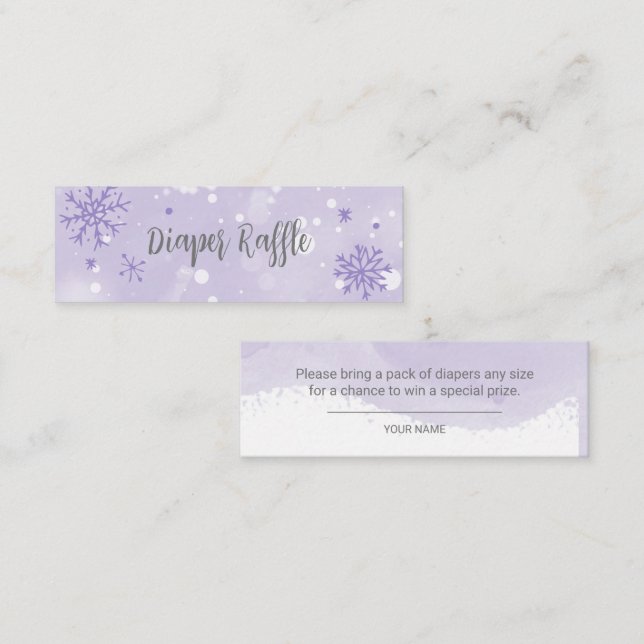 Carte De Visite Mini Lavender Snowflakes Baby shower Déchets Encl (Devant / Derrière)