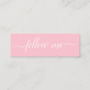 Carte De Visite Mini Le rose minimaliste, blanc, suivez-moi les médias