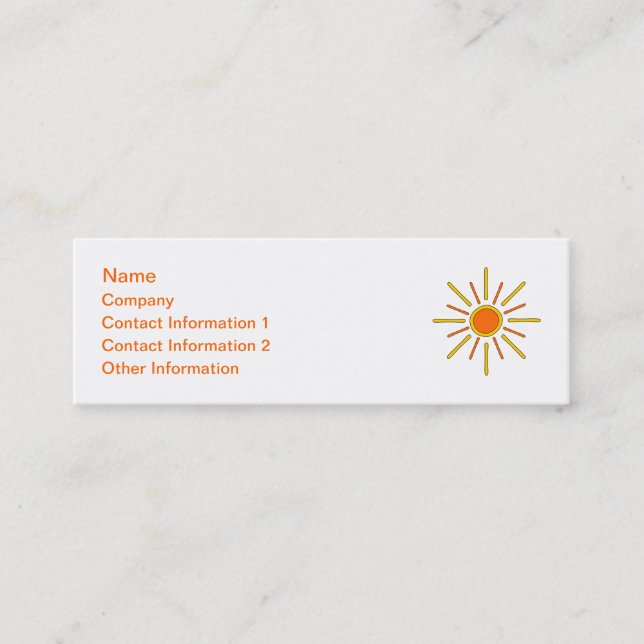 Carte De Visite Mini Le soleil d'été. Jaune et orange (Devant)