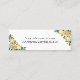 Carte De Visite Mini Lemon Floral Greenery Mariage Website Card Mini