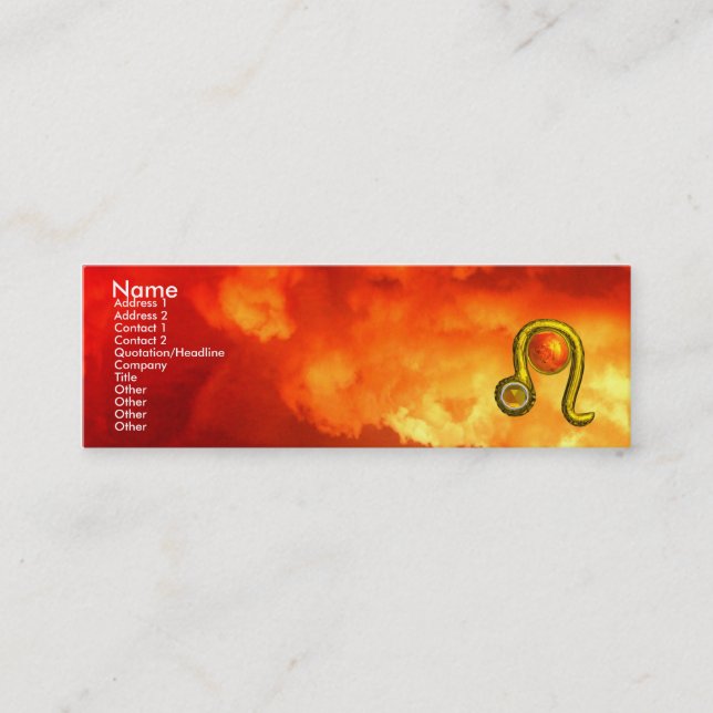 Carte De Visite Mini LEO, nuages rouges rouges topazes brillants (Devant)