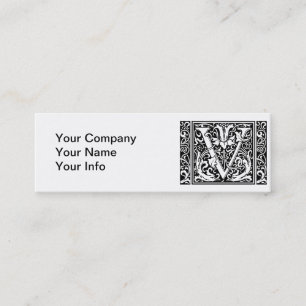 Carte De Visite Mini Lettre V Monogramme médiéval Art Nouveau