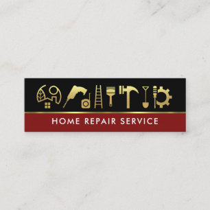 Carte De Visite Mini Lignes d'or rouge noir Outils de construction