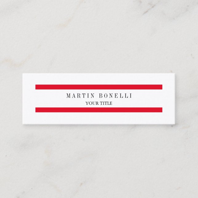 Carte De Visite Mini Lignes rouges souples tendance simples (Devant)
