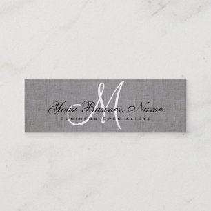 Carte De Visite Mini Linge gris charbon simple Monogramme