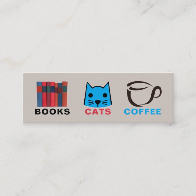 Carte De Visite Mini Livres Cats Signet café (Devant)