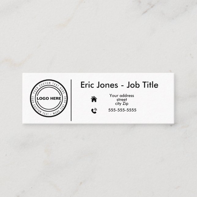 Carte De Visite Mini LOGO D'AFFAIRES personnalisés et médias sociaux (Devant)