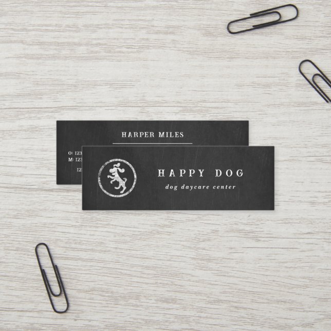 Carte De Visite Mini Logo de chien de danse rustique (Devant/Arrière en situation)