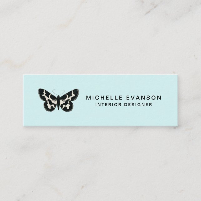 Carte De Visite Mini Logo de papillon vert à la menthe (Devant)