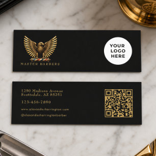 Carte De Visite Mini Logo de salon de coiffure Luxury Golden Eagle Barb