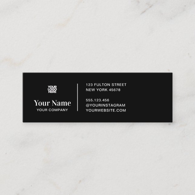 Carte De Visite Mini Logo d'entreprise minuscule noir simple moderne mi (Devant)