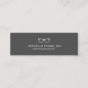 Carte De Visite Mini Logo des lunettes d'ophtalmologiste gris foncé et 
