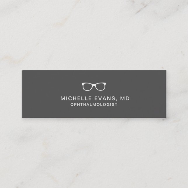 Carte De Visite Mini Logo des lunettes d'ophtalmologiste gris foncé et  (Devant)