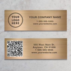 Carte De Visite Mini Logo moderne Créez votre code QR Gold