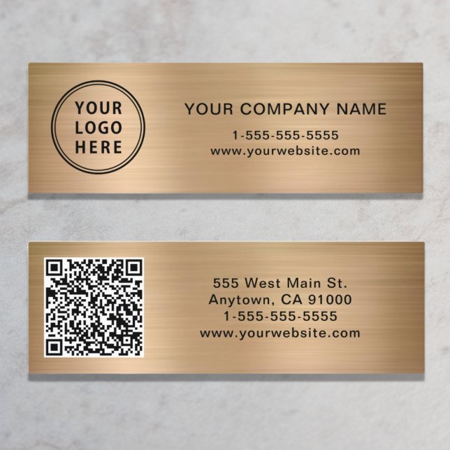 Carte De Visite Mini Logo moderne QR Code Or (Créateur téléchargé)