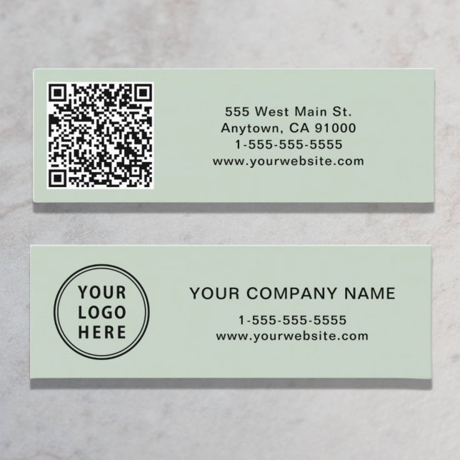 Carte De Visite Mini Logo moderne QR Code Sage (Créateur téléchargé)