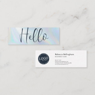Carte De Visite Mini Logo Moderne Script Holographique Employé