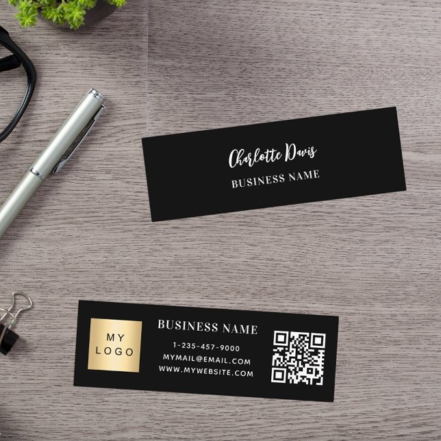 Carte De Visite Mini Logo noir blanc Code QR (Créateur téléchargé)