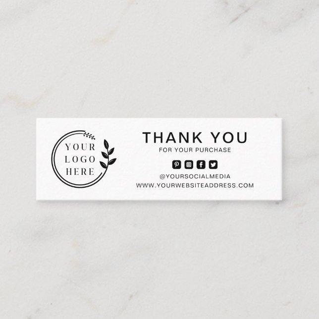 Carte De Visite Mini Logo personnalisé Merci d'affaires Médias sociaux (Devant)