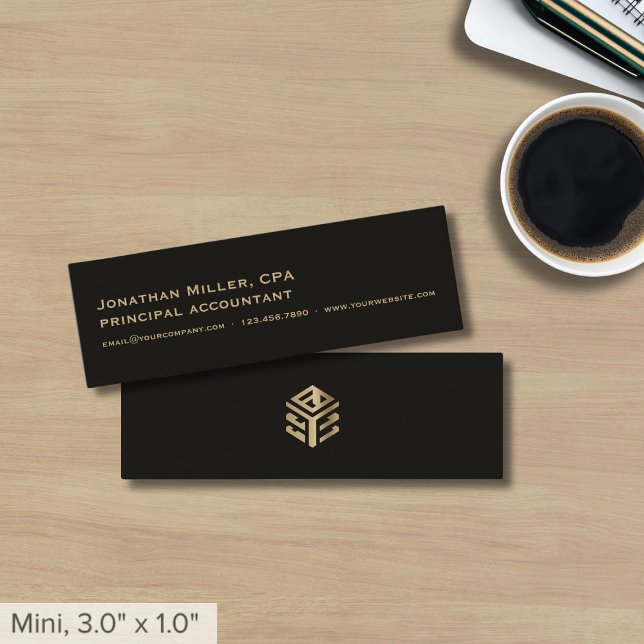 Carte De Visite Mini Logo personnalisé noir simple (Créateur téléchargé)