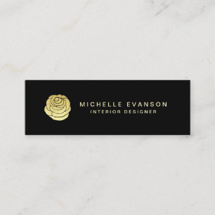 Carte De Visite Mini Logo Rose Faux Gold Foil Noir élégant