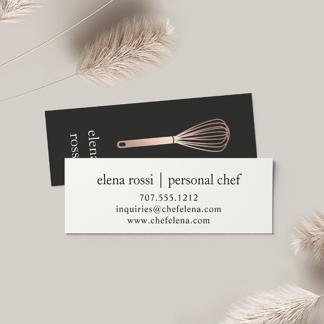 Carte De Visite Mini Logo rose Gold Whisk | Boulangerie de cuisine chef (Créateur téléchargé)