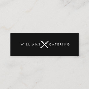 Carte De Visite Mini Logo Rustic Crossed Fork Couteau Noir