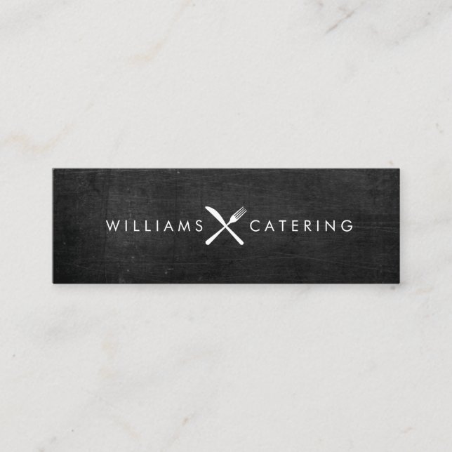 Carte De Visite Mini Logo Rustic Crossing Fork Couteau Bois Noir (Devant)