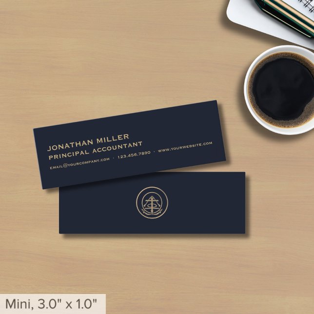 Carte De Visite Mini Logo simple Marine Blue Gold (Créateur téléchargé)