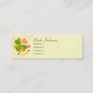 Carte De Visite Mini Lucky 4 Leaf Lover Clover Skinny Card