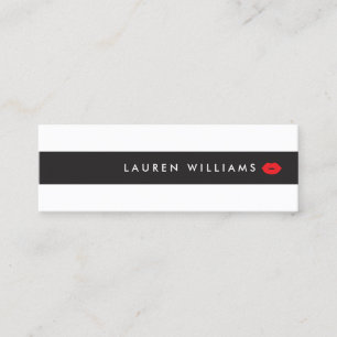 Carte De Visite Mini Luxe Black/White Stripes Rouge Lips maquillage Art